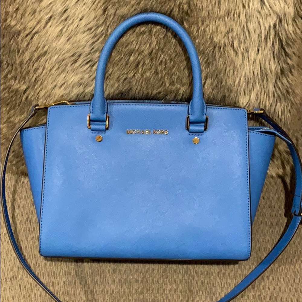 Michael Kors Medium Heritage Blue Selma Satchel